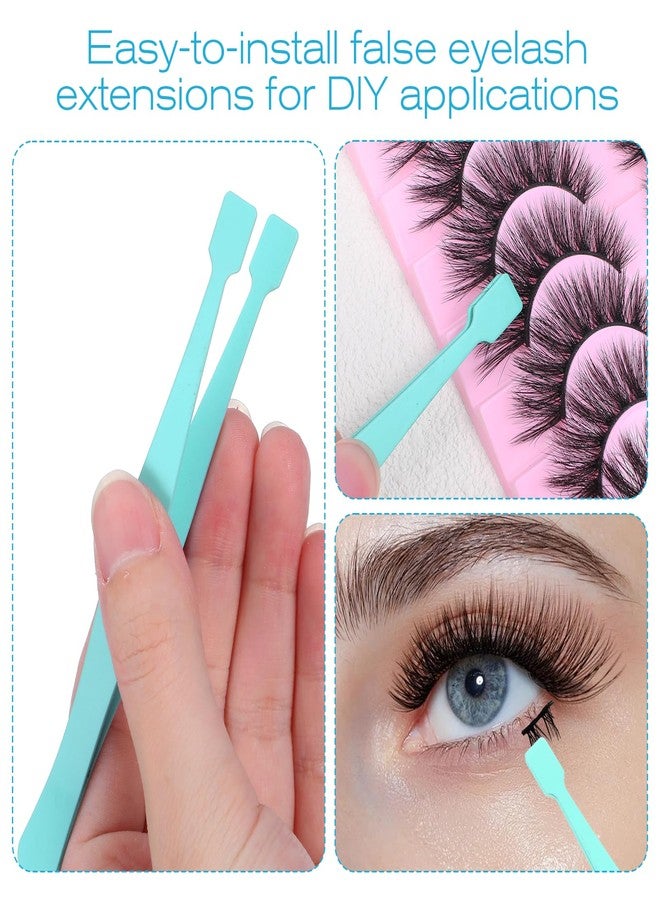 Exircy Lash Cluster Tweezers Kit for Individual Eyelash Clusters Stainless Steel Applicator Professional Flat-Tip Applicator for DIY Extensions Safe Blunt Design Ergonomic Handle Easy for Beginners (Blue) - Image 5